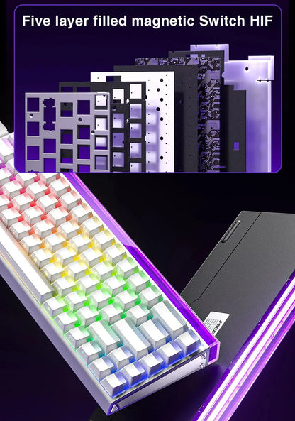 Tastiera AULA HERO 68HE con switch magnetici RGB, tastiera meccanica gaming Rapid Trigger, polling rate 8K, cablata, eSport personalizzata