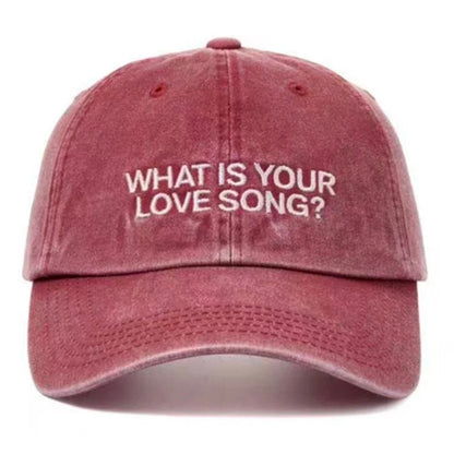 Kpop "What Is Your Love Song" Same Knitted Embroidery Caps,Tour Concert Cap Outdoor Retro Washed Baseball Caps for Women Men