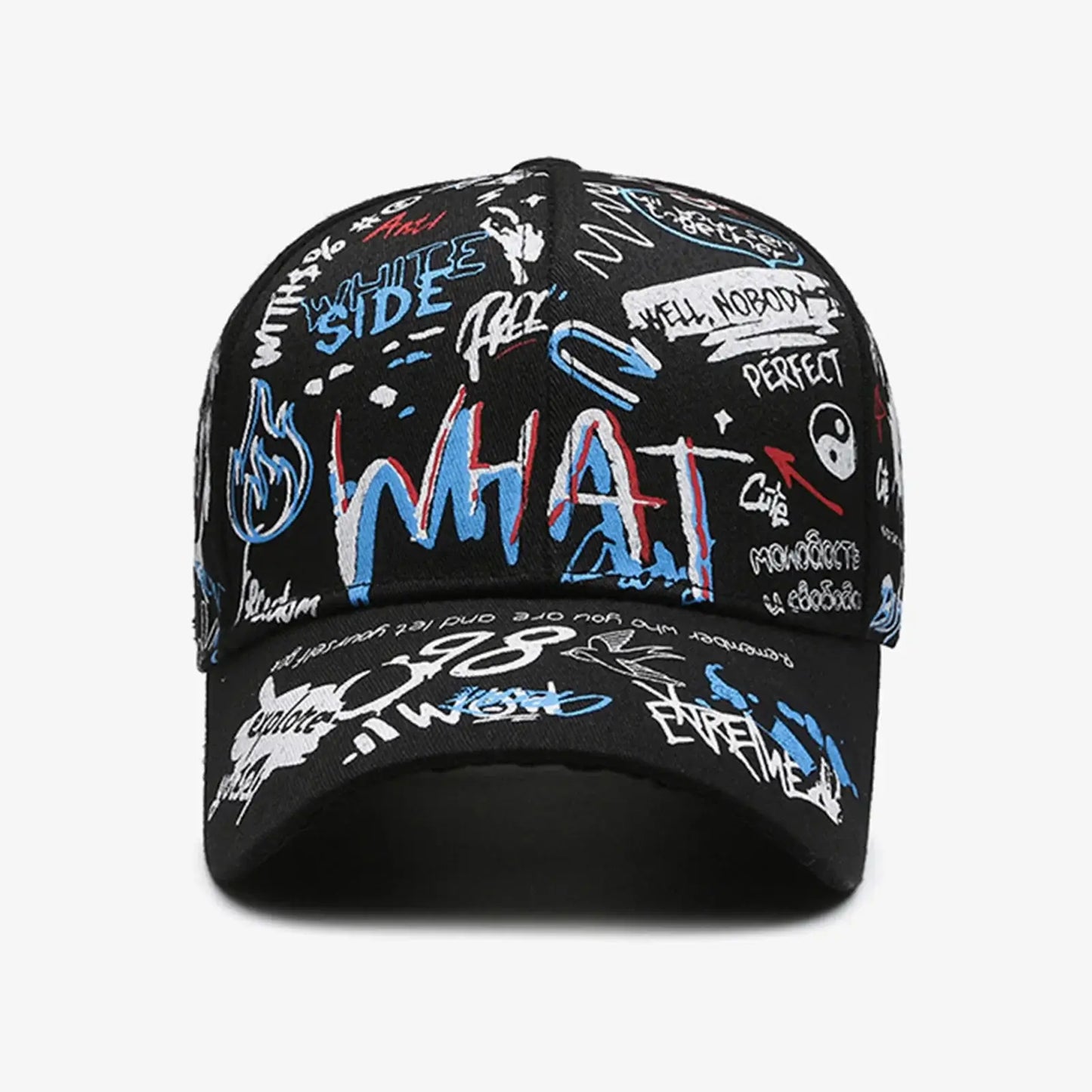 Graffiti Print Baseball Cap Adjustable Sun Protection Breathable Hat for Outdoor Activities Fishing Camping, Fraquane SAS