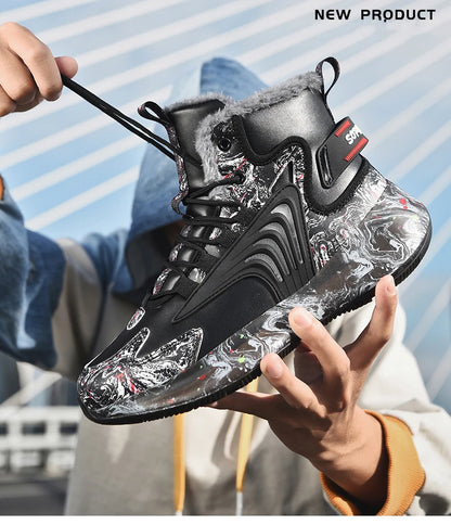 Herrenstiefel Neue Winterschuhe Warme Herrenschuhe Wasserdicht Rutschfest Plüsch-Sneaker Herren-Tennisschuhe Stiefel Herren-Sneaker Winter
