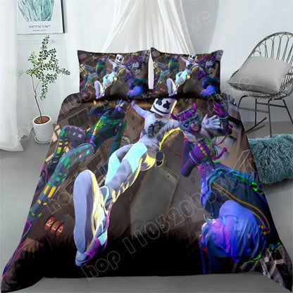 Fortnite Bedding Set 3pcs 3D Printed Bedroom Bed Linens Game Cartoon Decorative Bedding Duvet Cover Pillowcase Birthday Gift