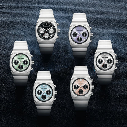 DG9008 Men's Watch, Original Fashion Brand Quartz Waterproof Luminous Watch with Three Small Dials and Moon Phase