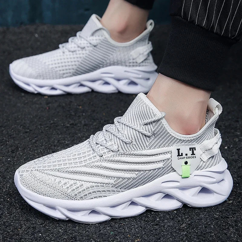 YRZL Men Sports Running Black Jogging Shoes Casual Sneakers Outdoor Breathable Mesh Women Light Shock-Absorption Black Tennis