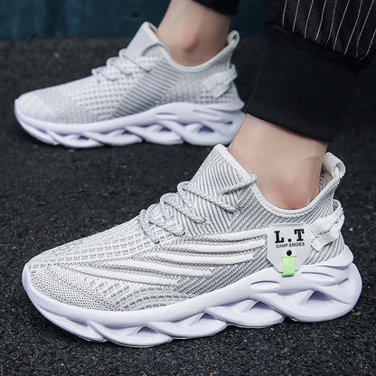 YRZL Men Sports Running Black Jogging Shoes Casual Sneakers Outdoor Breathable Mesh Women Light Shock-Absorption Black Tennis