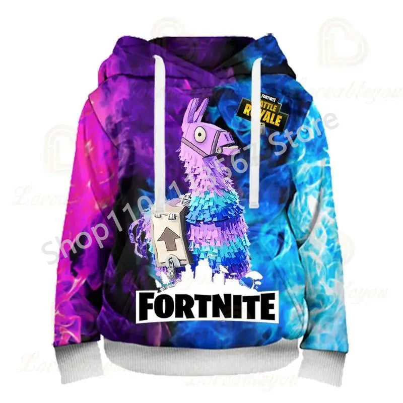 Sweatshirts com Capuz Llama Battle Royale F-Fortnited com Impressão 3D para Homem, Mulher e Criança, Rapaz e Rapariga, Pullover Streetwear Verde