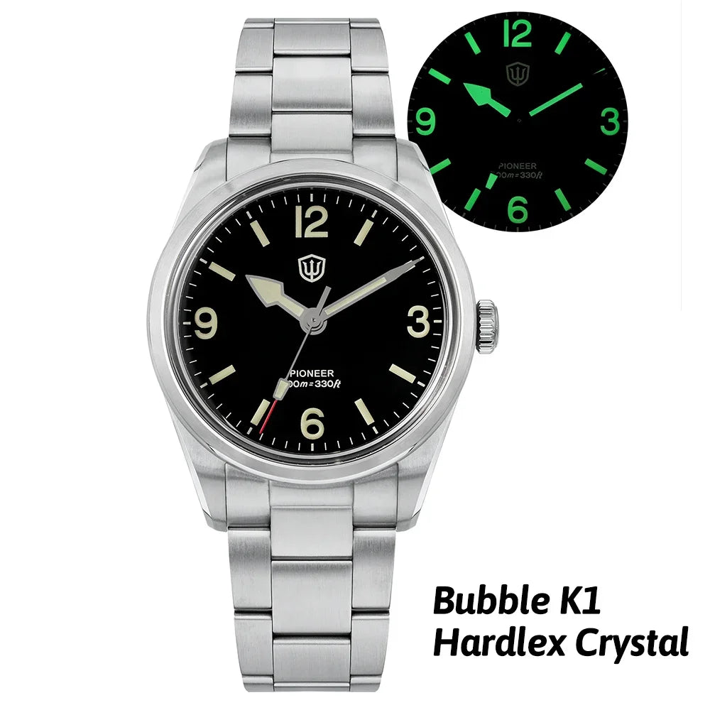 Watchdives WD1960S V2 36Mm Vintage Cream Man Watches VH31 Sweep Seconds Quartz Watch Bubble K1 Sapphire Luminous Stainless Steel