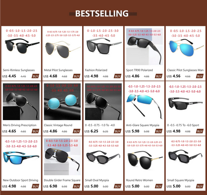 Anti-glare Short-sight Lens Square Polarized Men Sunglasses TR90 Driver Diopter Sun Glasses For Women 0 -0.5 -0.75 To -6.0