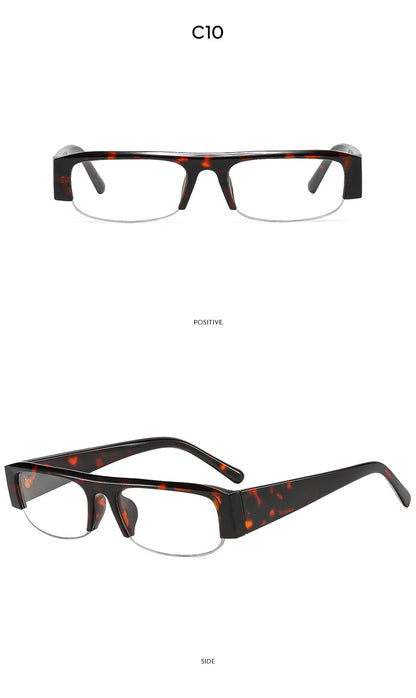 vintage small rectangle half frame black sunglasses for new fashion leopard gradient sun glasses ladies trendy driving eyewear