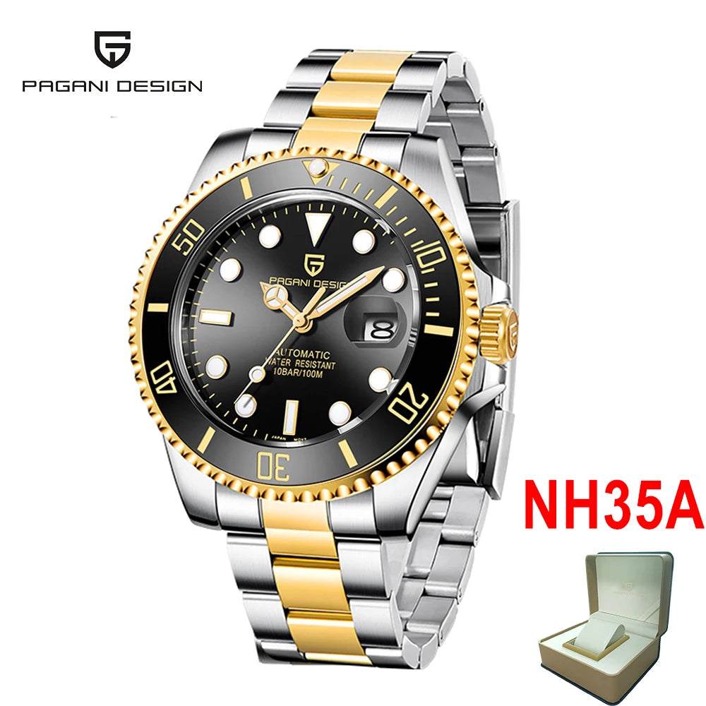 PAGANI DESIGN 2026 New Men's Watches Top Luxury Gold Automatic Mechanical Wrist Watch Men Stainless Steel Waterproof Men Watch
