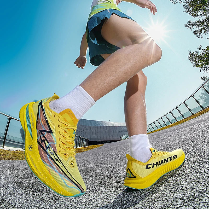 Men Running Shoes Carbon Board Speciality Marathon Sports Breathable Lightweight Women's Comfortable Nonskid Chunta Sneakers