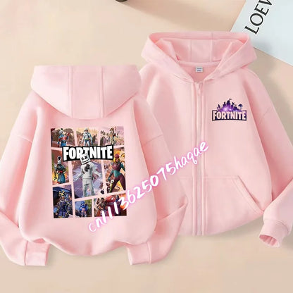 Kid Outdoor Jacket Cartoon FORTNITED Girl Boy Sweatshirt Coat High-Quality Thin Windbreaker Girl Autumn Zip Jacket Clothing Tops