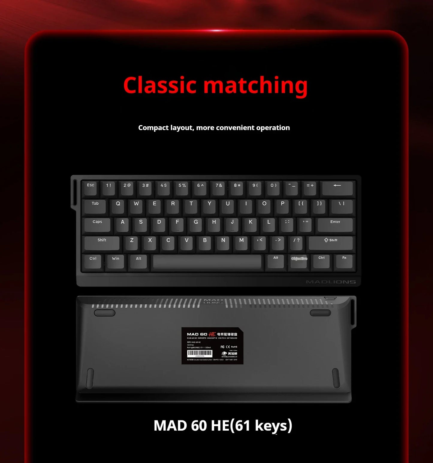 FGG MAD60 Tastiera da Gaming RGB ad Asse Magnetico, dedicata al gioco, Full Key Hot Swap, risposta rapida, tastiera gaming personalizzata entry-level