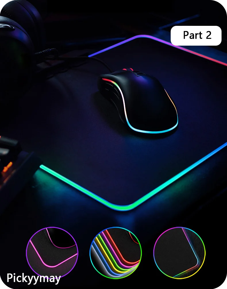 Velká RGB herní podložka pod myš, LED podložka pod myš pro hráče, podložka na stůl k PC, RGB podložka pod klávesnici XXL 90x40cm