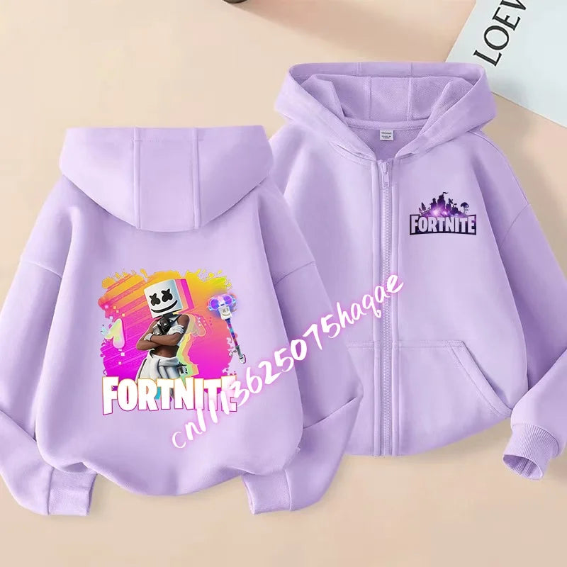 Kid Outdoor Jacket Cartoon FORTNITED Girl Boy Sweatshirt Coat High-Quality Thin Windbreaker Girl Autumn Zip Jacket Clothing Tops