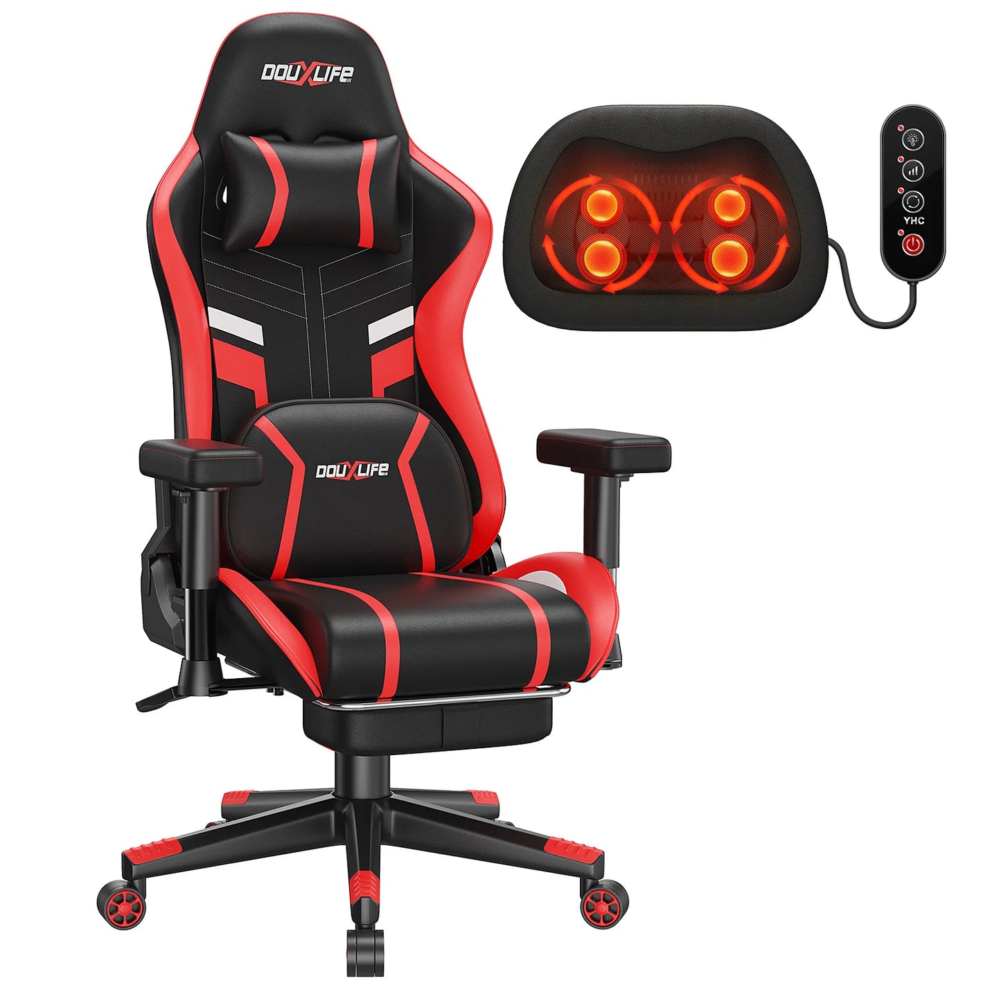 GC-RC03 Gaming Chair Ergonomic Office Chair with Kneading Massage and Heating 90°-175° Recline for Computer Gaming Home Office