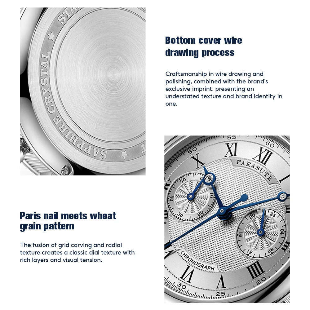 FARASUTE 2025 New Retro Men's Watches Quartz Watch For Men Speed Sports Chronograph AR Coating Sapphire VK64 Clock Reloj Hombre