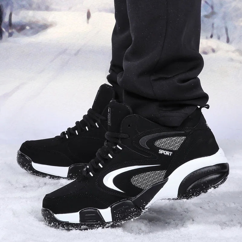 Men's Snow Boots Winter Warm Couple Casual Sneakers Fashion Leather Outdoor Sport Running Tennis Men Non-Slip Big Size 48 Trainer