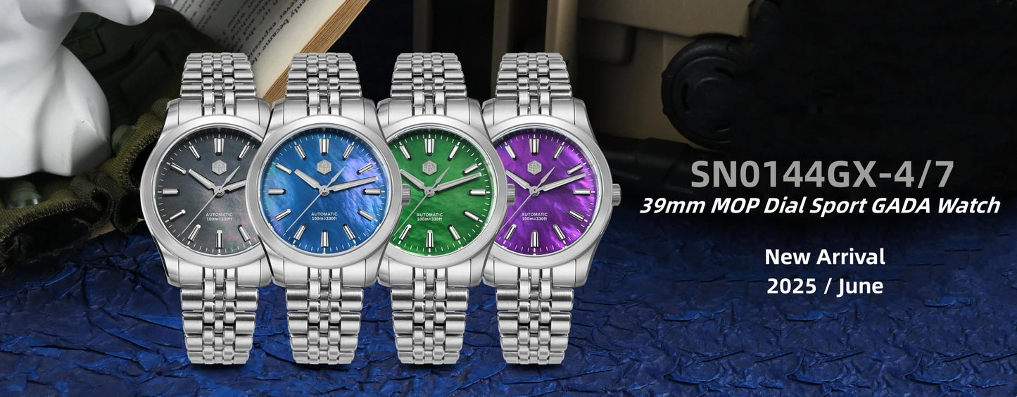 San Martin 39mm Enamel Sunray JianZhan Dial Men GADA Watch 90S5 Automatic BGW-X1 10Bar Sapphire 5-Link Bracelet SN0144CG