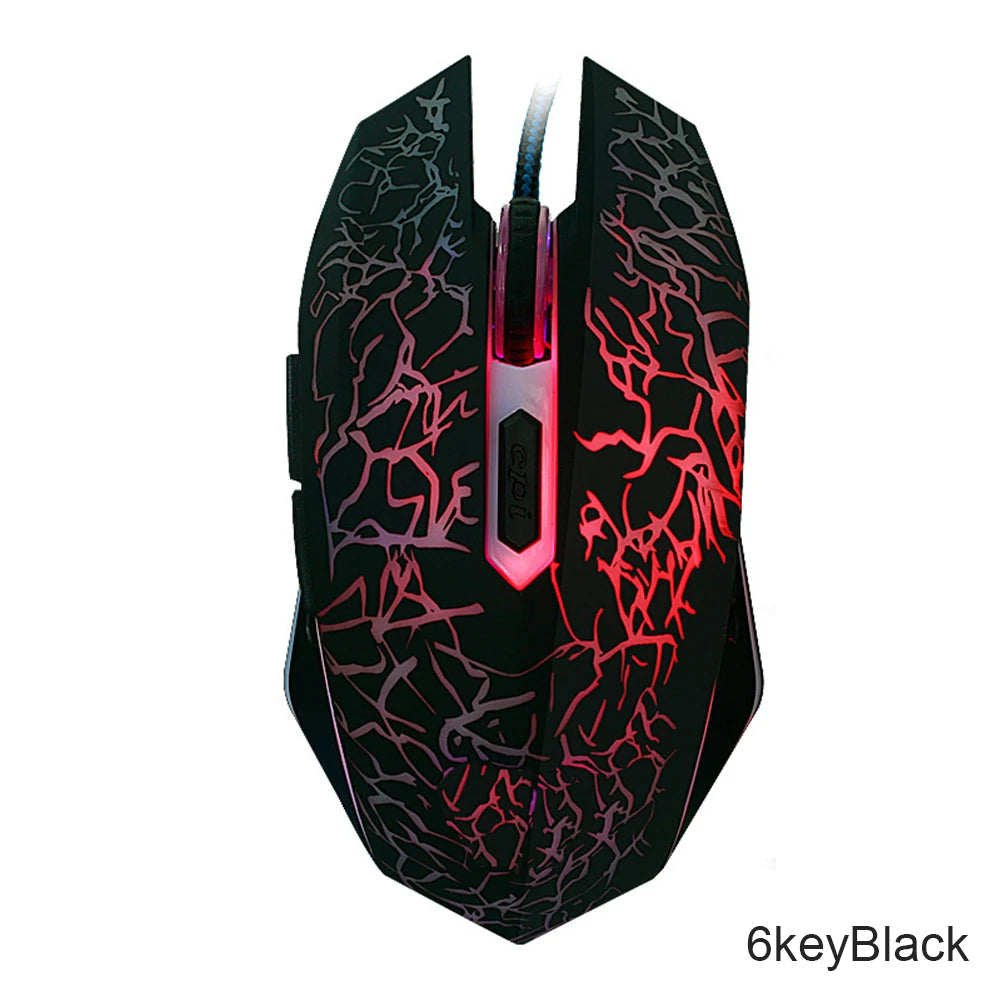 Mouse da gaming cablato USB 2400 DPI con retroilluminazione LED, mouse professionale per gamer, ergonomico, per PC, laptop e MacBook