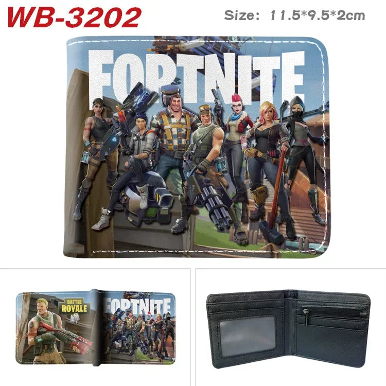 Fortnite Wallets for Kids Anime Fortnite Wallet Cartoon Card Holder Bag Leather Short Purse Fashion Folded Purses Boys Gift