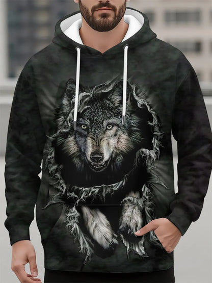 Fashion Animal Men's Hoodie Wolf 3D Print Fall Sweatshirt Hoodie Street Casual Sweatshirt Y2K Men's Oversized Unisex Clothing