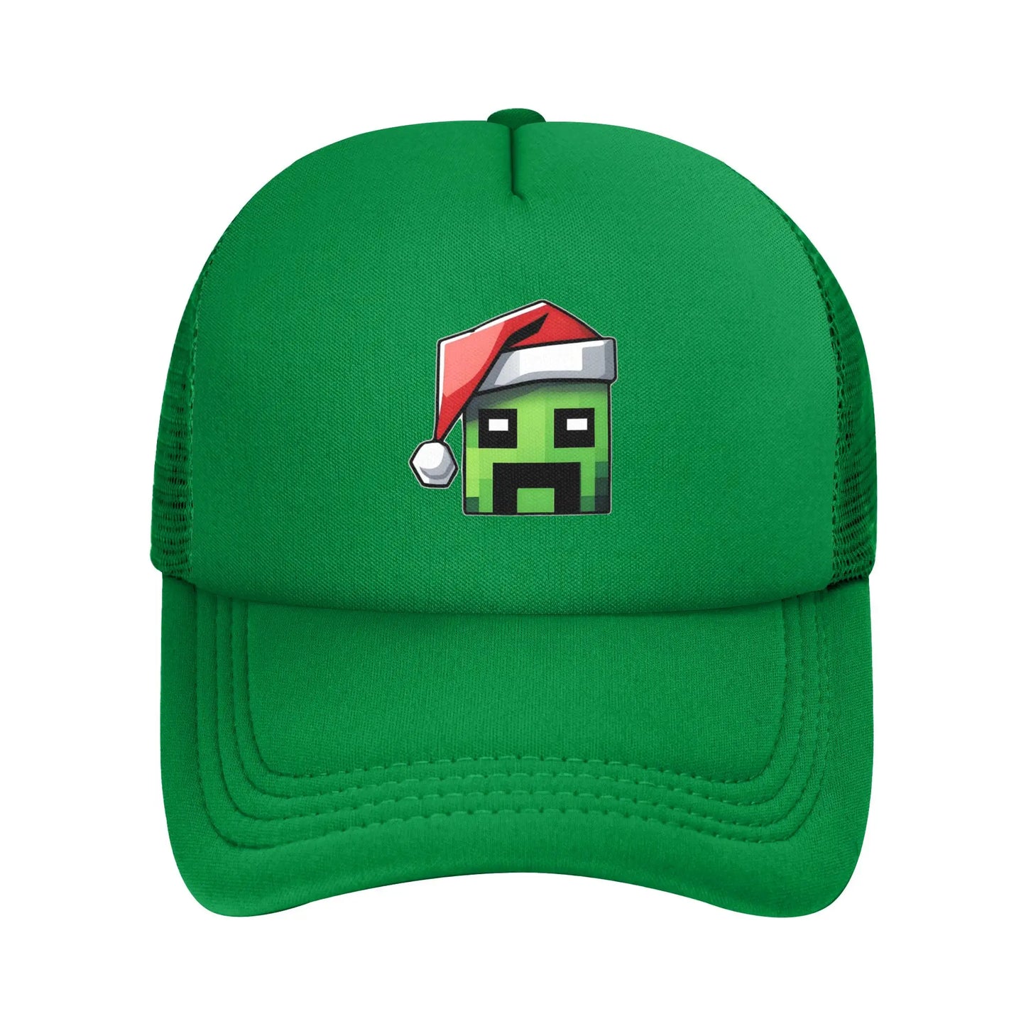 blocky adventurer discover a Creepers monster behind him Trucker Cap Sun Hats Cap Adjustable Snapback Caps Mesh Baseball Cap