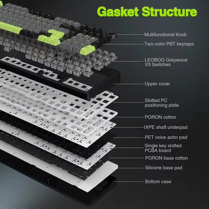 AULA F99PRO Gaming Mechanical Keyboard 99 Key Three Mode Wireless Hot Swappable Gasket Structure Custom Keyboard with Media Knob