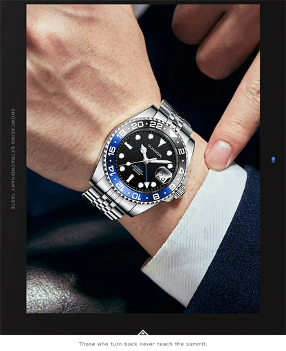 GUANQIN GMT Herrenuhren 2025 Neue Automatikuhr für Herren NH34 Mechanische Armbanduhr Saphirglas Edelstahlgehäuse Linkshänder