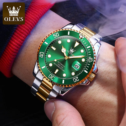 OLEVS Watches Man Fashion Luxury Automatic Mechanical Watch Waterproof Luminous Date Men's Watch Waterproof Luminous Box Gift