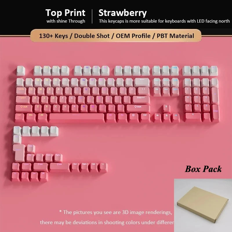 133+ Keys OEM Profile Gradient Keycaps For Cherry MX Switch Mechanical Gamer Keyboard PBT backlit RGB Keycap ISO Layout Key caps