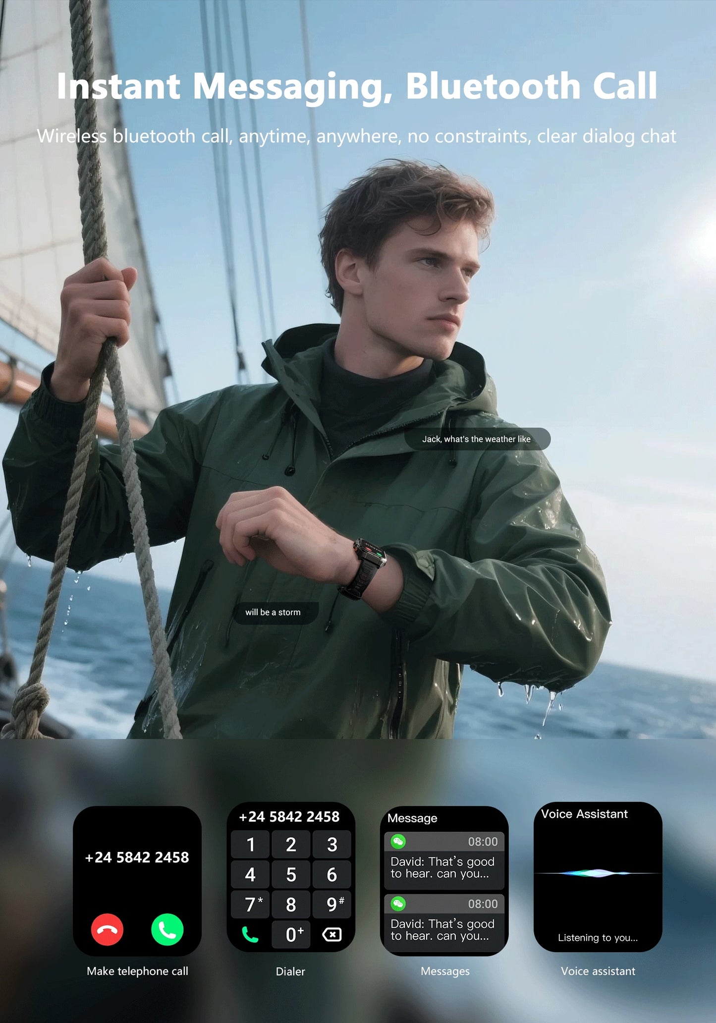 Blackview W80 Pro AI GPT Smart Watch, Precise GPS, 900mAh Battery, 1.43" AMOLED, Flashlight, Waterproof Sport Watch Men & Women
