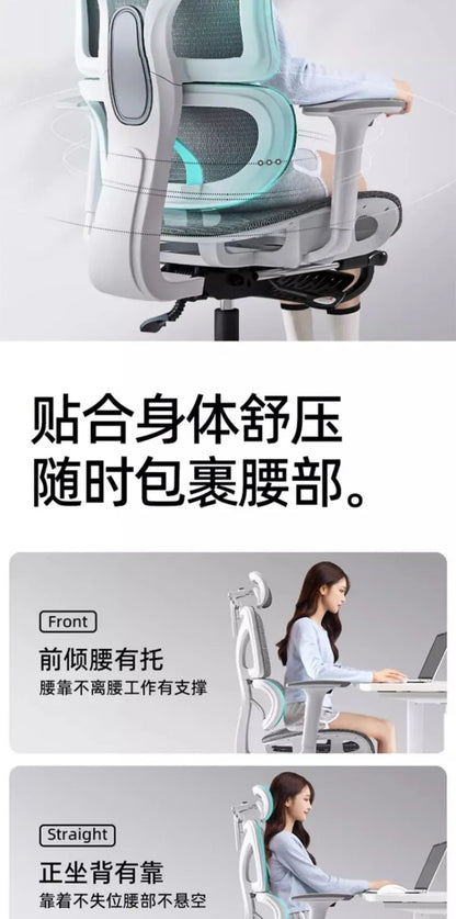Sedia da studio ergonomica e confortevole, supporto lombare per lunghi periodi da seduti, sedia regolabile in altezza, sedia da ufficio girevole per computer a casa
