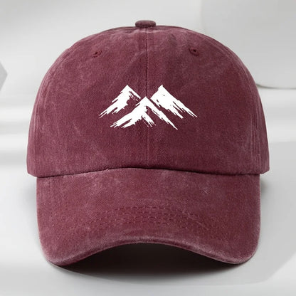 Interesting baseball cap, mountain print, outdoor men's casual sports, breathable duckbill cap, washed retro sun hat
