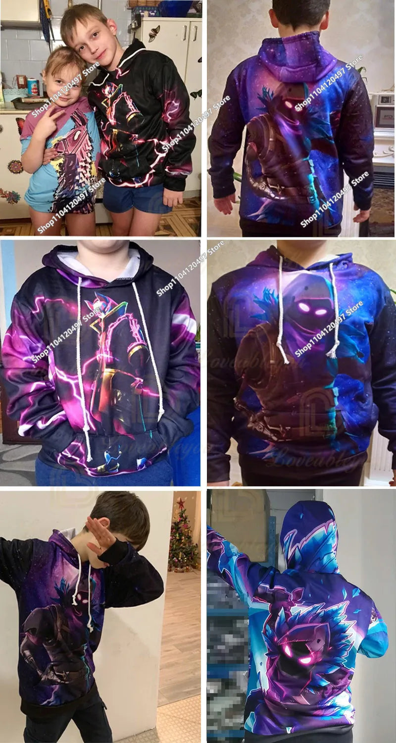 Children's Clothing Fortnite Cosplay Hoodie Sweatshirt, Battle Ikonik Man Sleeve Costume, Christmas Pullover Stress Shirt Clothes