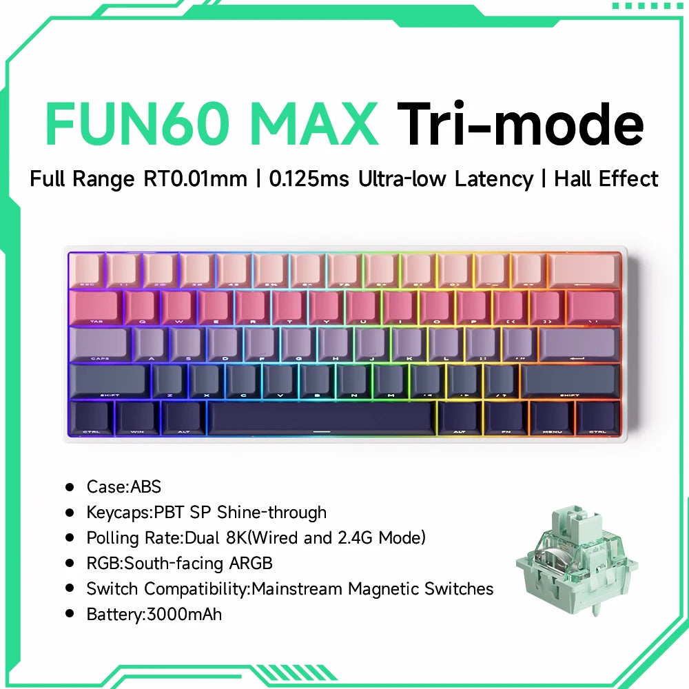 Akko MonsGeek FUN60 PRO&MAX HE Machanical Keyboard Magnetic Switch 60%  Gaming Keyboard Rapid Trigger 8K Custom Keyboard