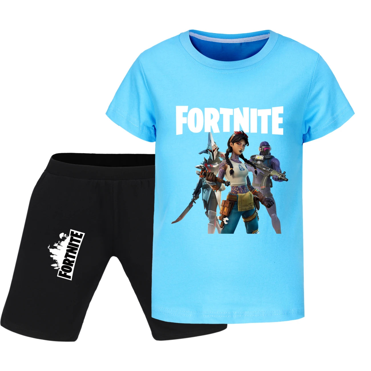 Fortnite Summer Kids Cartoon T-shirts Shorts Two-piece Set Baby Boys Tracksuit Girls Outfits 505