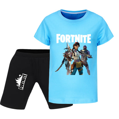 Fortnite Summer Kids Cartoon T-shirts Shorts Two-piece Set Baby Boys Tracksuit Girls Outfits 505