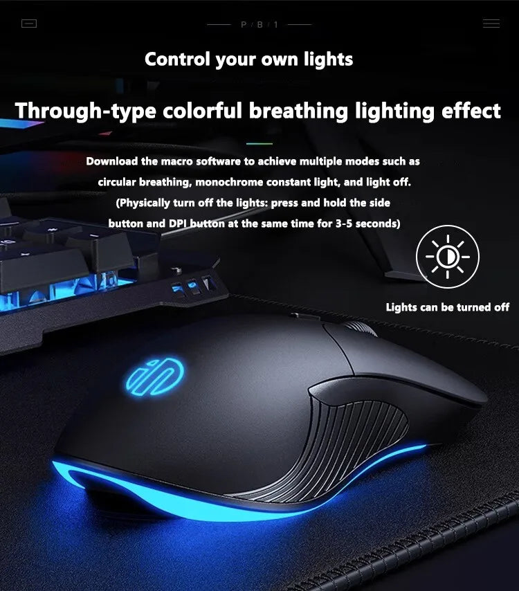 INPHIC B1 USB Wired Mouse, Silent Office Gaming Mouse for PC and Laptops