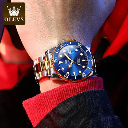 OLEVS Watches Man Fashion Luxury Automatic Mechanical Watch Waterproof Luminous Date Men's Watch Waterproof Luminous Box Gift