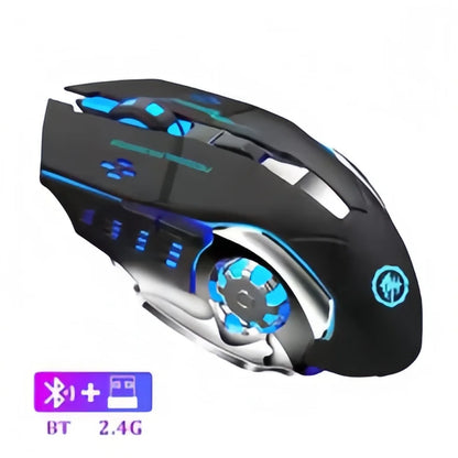 Punjivi bežični gaming miš – tihi Bluetooth/USB, RGB pozadinsko osvjetljenje, e-sport za PC