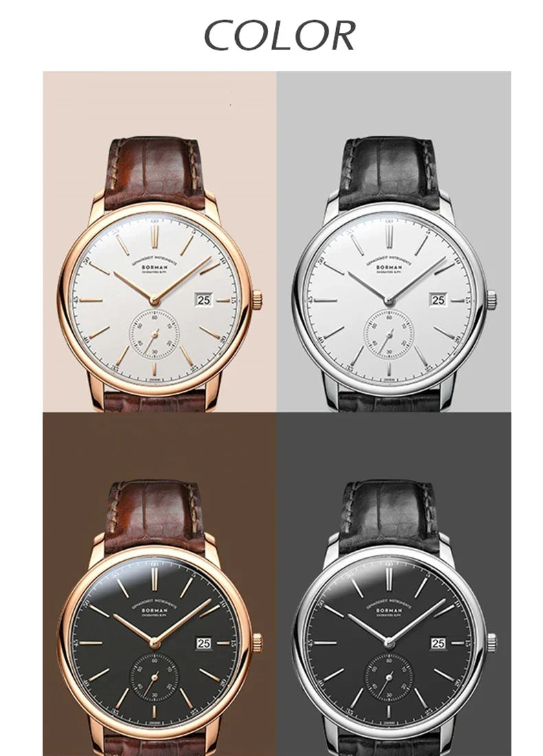 BORMAN BM3817 TOP Watch New 42 Luxury Men's Automatic Mechanical Watches Sapphire Ultra-thin 50M Waterproof Sub Dial Clocks