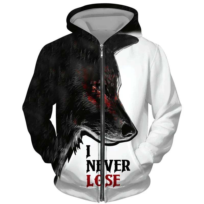 Cool 3D Wolf Printed Zipper Hoodies Fashion Men/Women Streetwear Hooded Jacket Coat Unisex Casual Hip Hop Pullover Sweatshirts