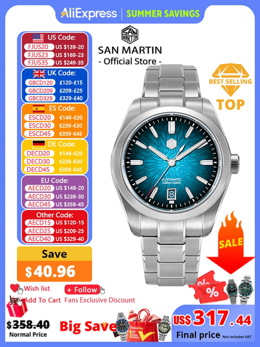 San Martin 36/39/42mm SN0144 JianZhan Gada Watch Miyota 9015 Original Design Chinese Style Dress Men Automatic Mechanical Watch