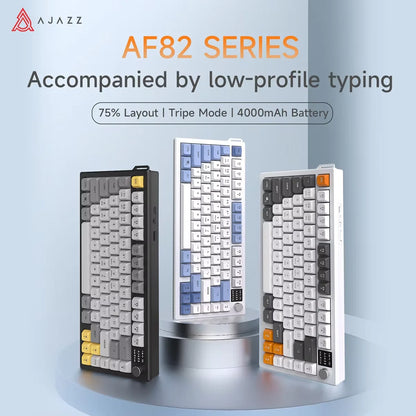 AJAZZ AF82 Office Low Profile Tastatur RGB kabelgebundene/kabellose Gaming-Tastatur 75% Layout 82 Tasten 4000mAh Akku für Win/Mac