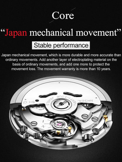 OUPINKE 3169 Japan Movement Men's Watch Classic Luxury Men's Watches Tungsten Steel Strap Man Wristwatch