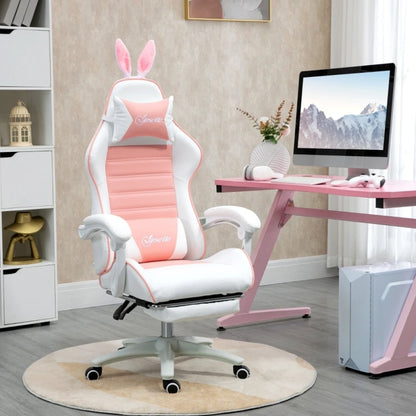 Ergonomic Gaming Chair with Footrest, 135° Reclining Gamer Chair, Adjustable Height Gaming Chair with Lumbar Cushion & Headrest