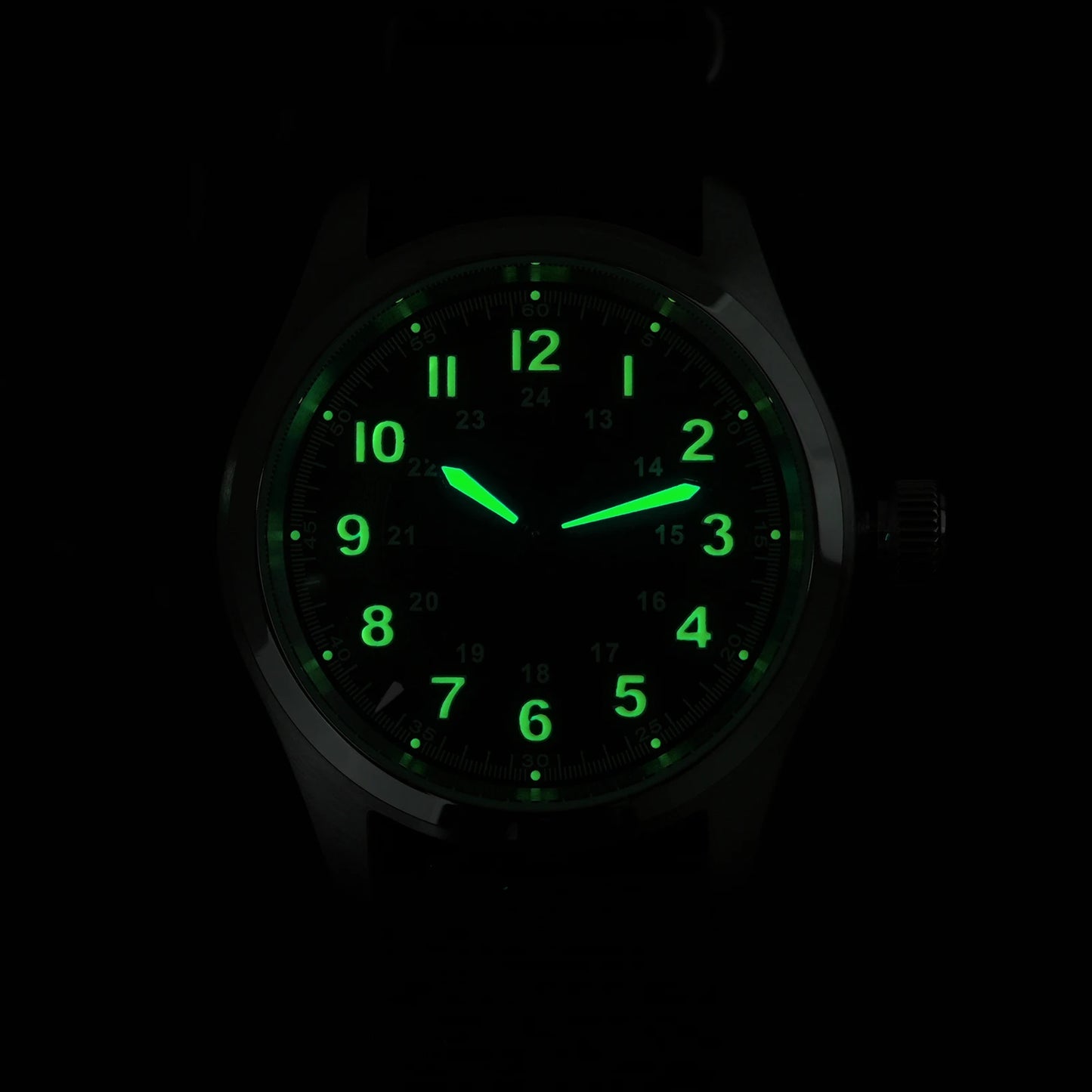Militado ML08 38mm Quartz Watch VH31 Movement Double Domed Sapphire Crystal Wristwatch Super C3 Green Luminous Vintage Watches