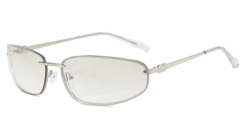 Oval Frameless Y2K Luxury Sunglasses Brand Design High-end Styling Punk Sunglasses Outdoor Retro Personality Sunglasses Women