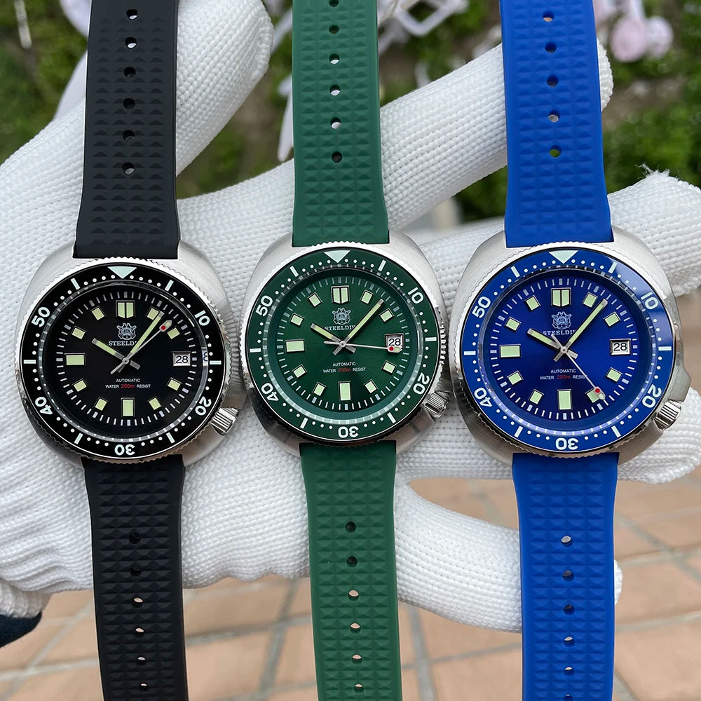 SD1970 STEELDIVE Brand 44MM Sapphire Glass with Transparent AR Coating Ceramic Bezel NH35 Movement Automatic Dive Watch Turtle