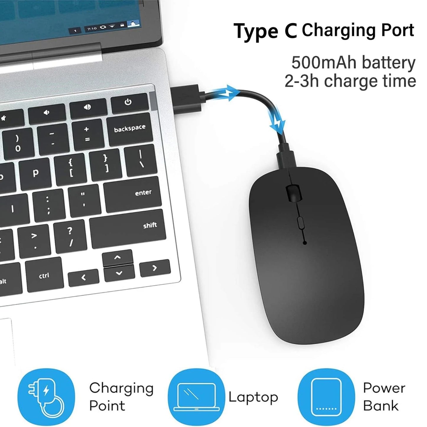 Ratón inalámbrico recargable de doble modo, compatible con Bluetooth y USB 2.4G, para ordenador, portátil, iPad, tablet y notebook, ratón gaming